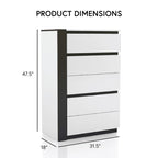 Ensemble de 6 meubles de chambre à coucher modernes en bois massif blanc avec plateforme (avec ports USB)