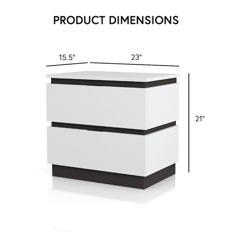 Ensemble de 6 meubles de chambre à coucher modernes en bois massif blanc avec plateforme (avec ports USB)