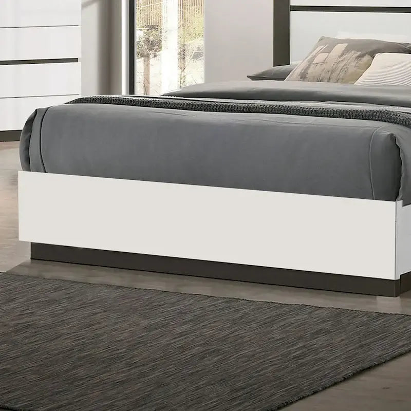 Ensemble de 6 meubles de chambre à coucher modernes en bois massif blanc avec plateforme (avec ports USB)