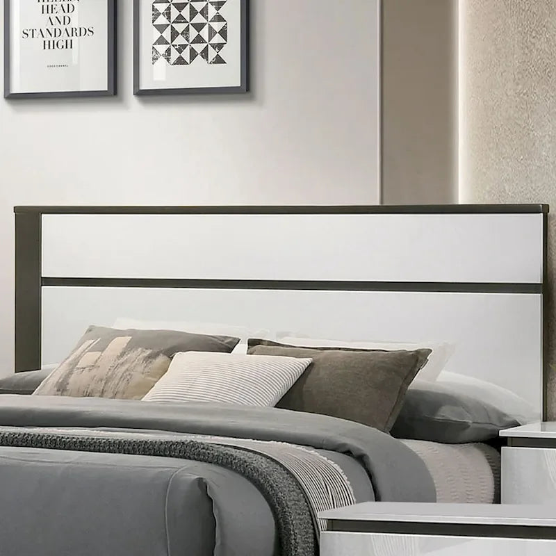 Ensemble de 6 meubles de chambre à coucher modernes en bois massif blanc avec plateforme (avec ports USB)