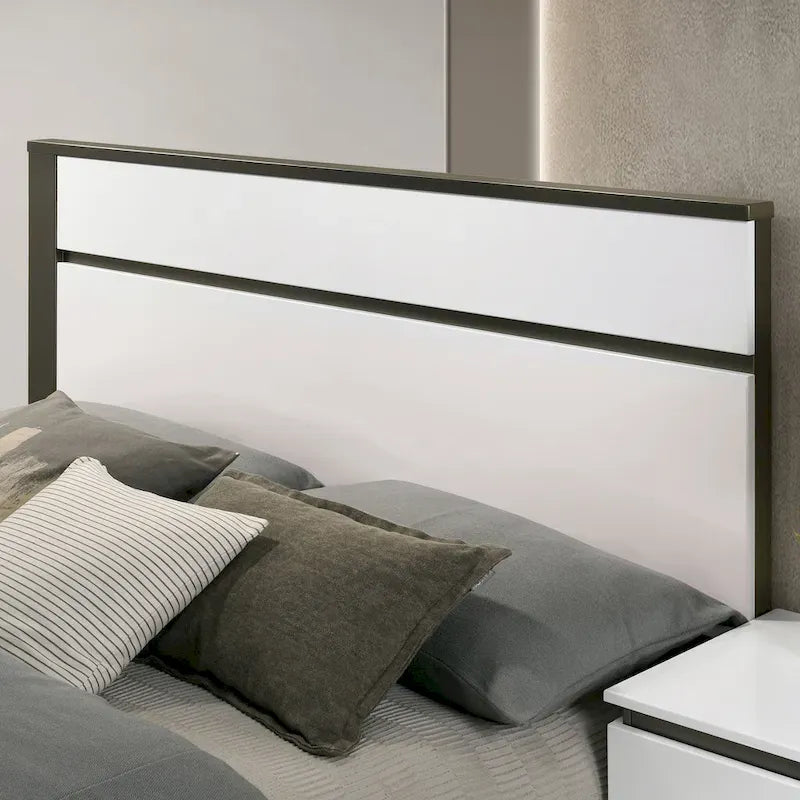 Ensemble de 6 meubles de chambre à coucher modernes en bois massif blanc avec plateforme (avec ports USB)