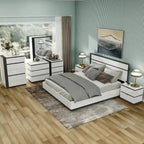 Ensemble de 6 meubles de chambre à coucher modernes en bois massif blanc avec plateforme (avec ports USB)