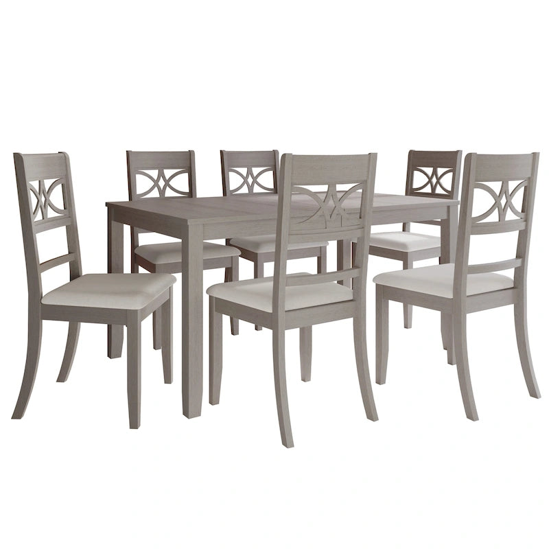 Ensemble de salle à manger 7 pièces en bois, style Mid-Century Modern