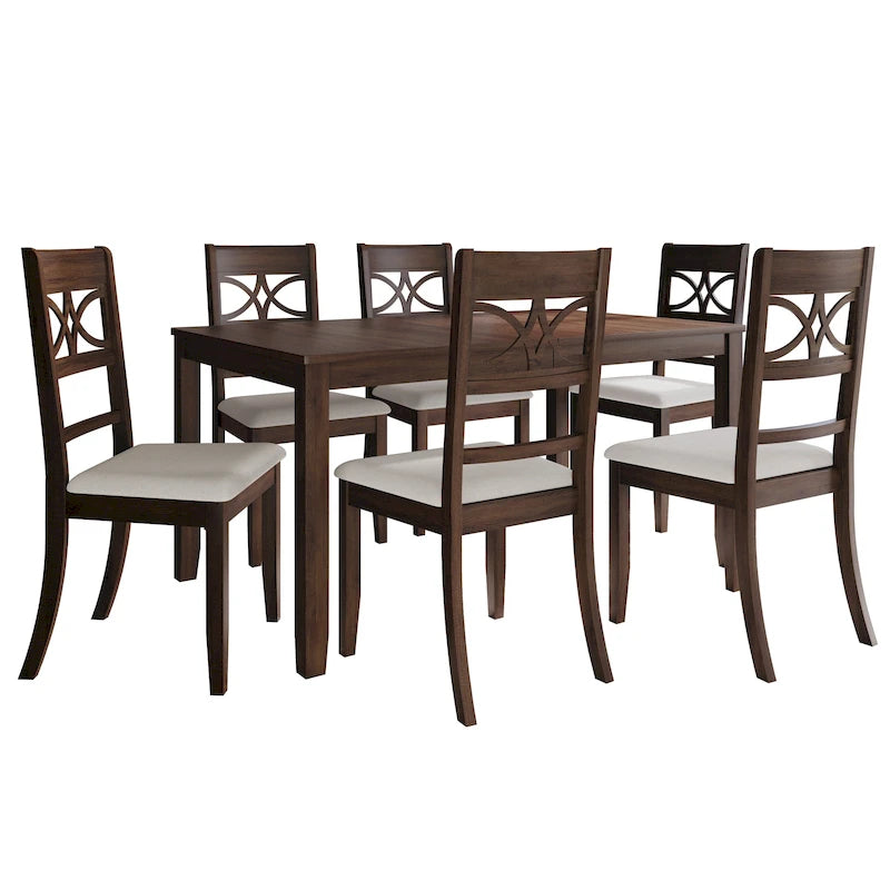 Ensemble de salle à manger 7 pièces en bois, style Mid-Century Modern