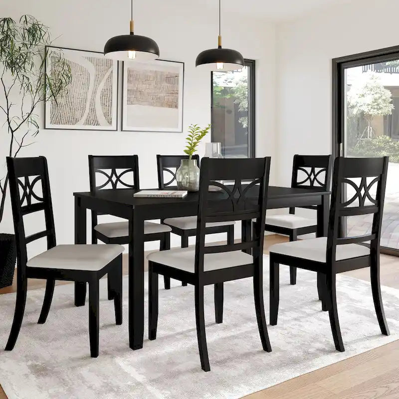 Ensemble de salle à manger 7 pièces en bois, style Mid-Century Modern