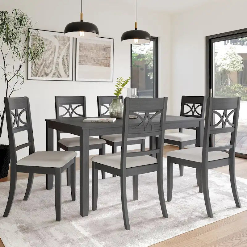 Ensemble de salle à manger 7 pièces en bois, style Mid-Century Modern