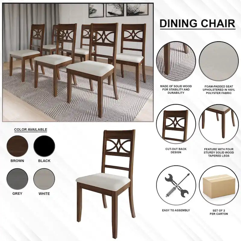 Ensemble de salle à manger 7 pièces en bois, style Mid-Century Modern