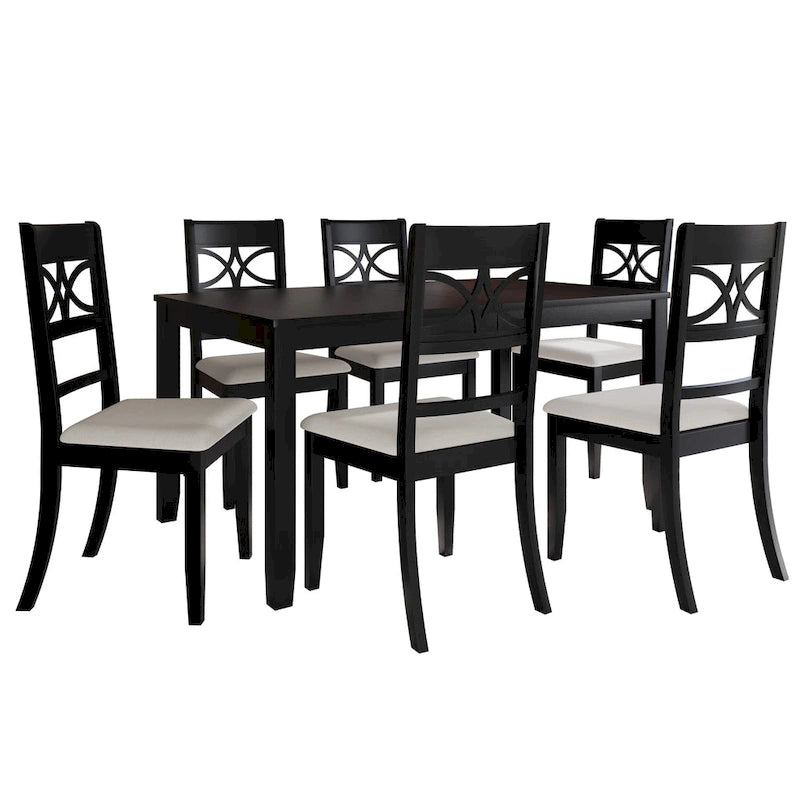 Ensemble de salle à manger 7 pièces en bois, style Mid-Century Modern