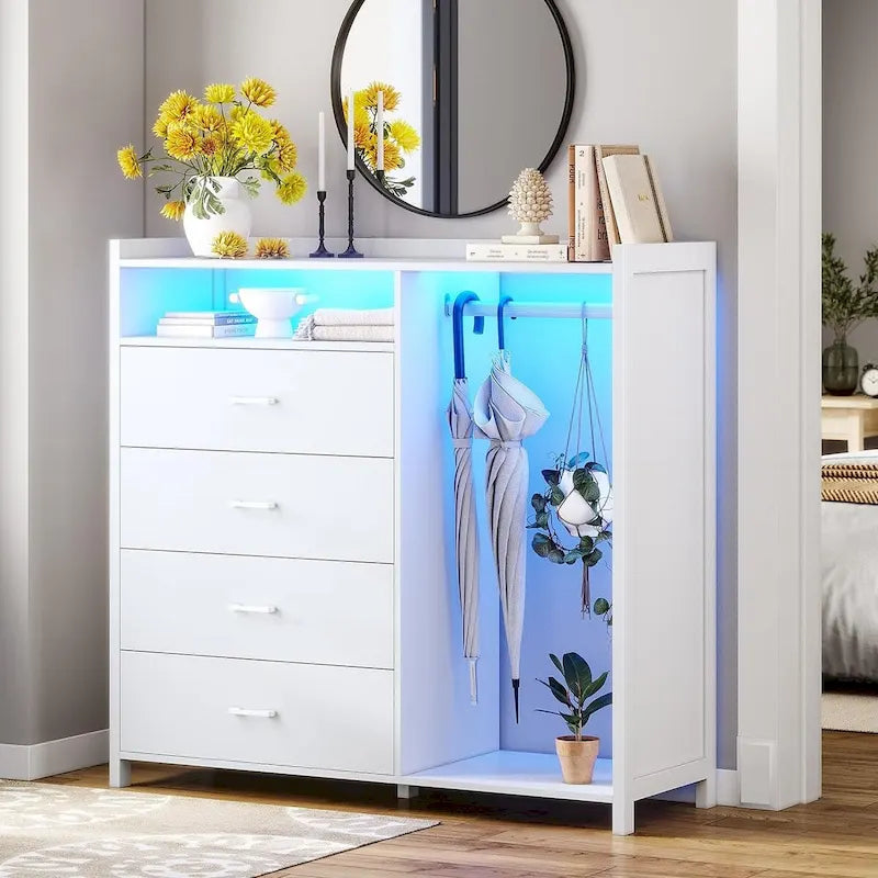 Commode de chambre avec portant et 4 tiroirs