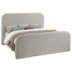 Lit King Size, Tête de lit à panneau rembourré, Coins arrondis, Gris