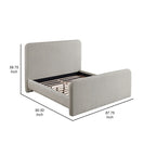 Lit King Size, Tête de lit à panneau rembourré, Coins arrondis, Gris