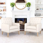 Fauteuil d'appoint capitonné en tissu de lin de style moderne du milieu du siècle (lot de 2) - 72,4 cm (L) x 69,2 cm (P) x 85,7 cm (H)