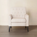 Fauteuil d'appoint capitonné en tissu de lin de style moderne du milieu du siècle (lot de 2) - 72,4 cm (L) x 69,2 cm (P) x 85,7 cm (H)