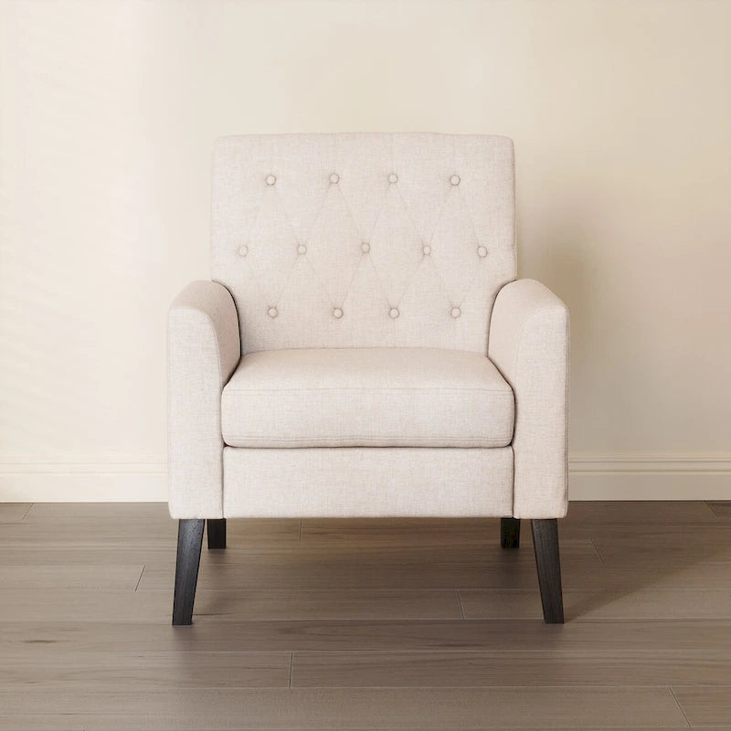 Fauteuil d'appoint capitonné en tissu de lin de style moderne du milieu du siècle (lot de 2) - 72,4 cm (L) x 69,2 cm (P) x 85,7 cm (H)