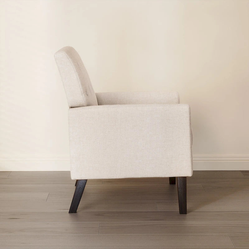 Fauteuil d'appoint capitonné en tissu de lin de style moderne du milieu du siècle (lot de 2) - 72,4 cm (L) x 69,2 cm (P) x 85,7 cm (H)