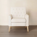 Fauteuil d'appoint capitonné en tissu de lin de style moderne du milieu du siècle (lot de 2) - 72,4 cm (L) x 69,2 cm (P) x 85,7 cm (H)