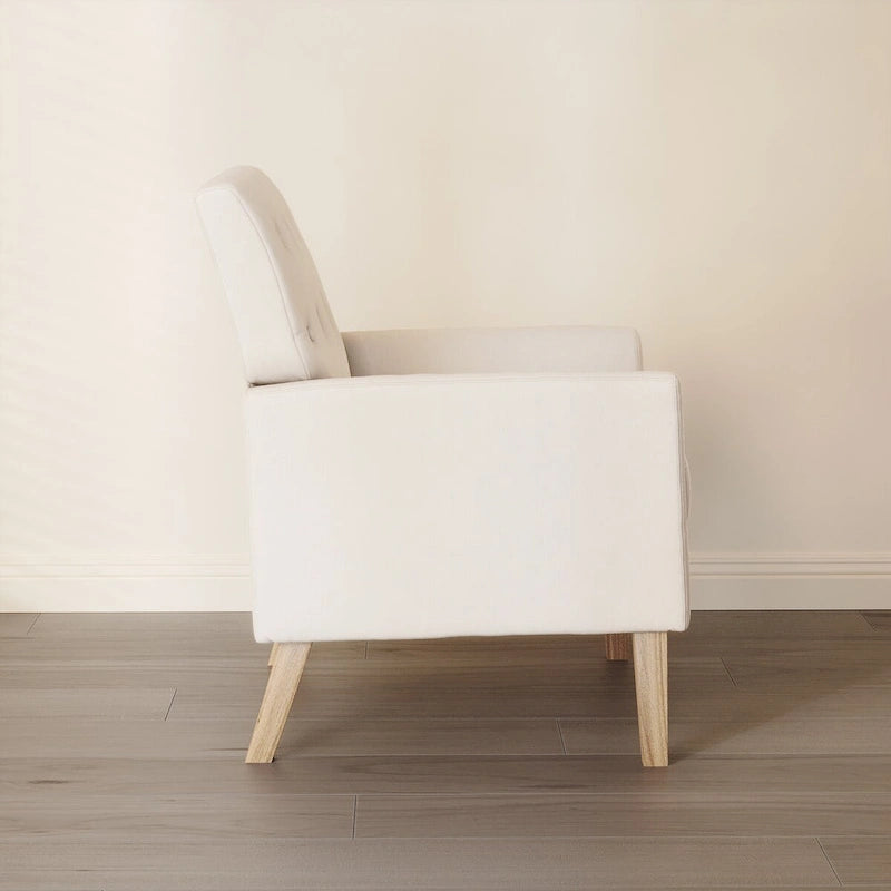 Fauteuil d'appoint capitonné en tissu de lin de style moderne du milieu du siècle (lot de 2) - 72,4 cm (L) x 69,2 cm (P) x 85,7 cm (H)