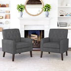 Fauteuil d'appoint capitonné en tissu de lin de style moderne du milieu du siècle (lot de 2) - 72,4 cm (L) x 69,2 cm (P) x 85,7 cm (H)