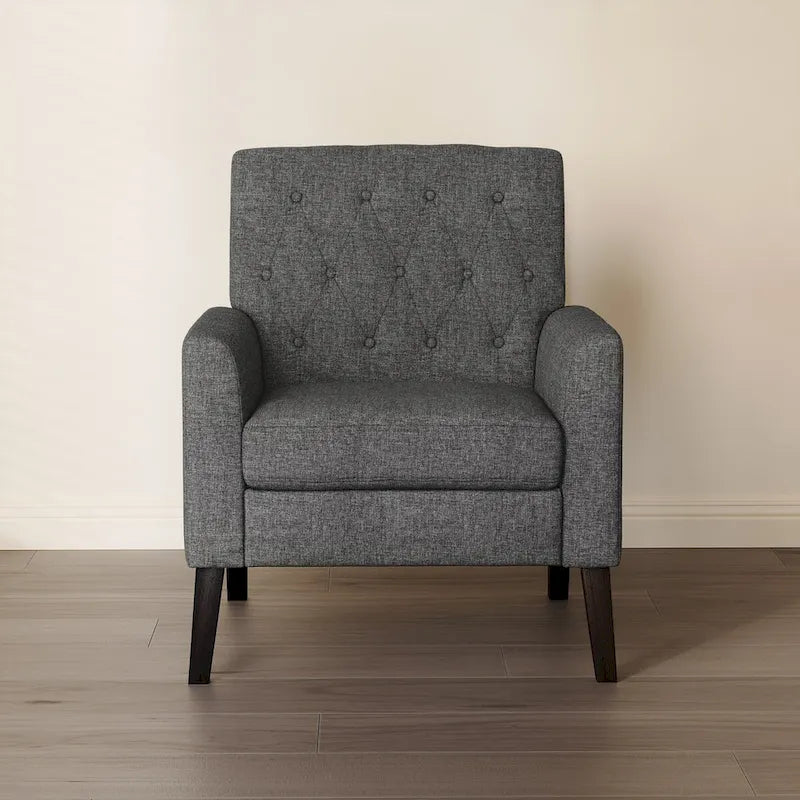 Fauteuil d'appoint capitonné en tissu de lin de style moderne du milieu du siècle (lot de 2) - 72,4 cm (L) x 69,2 cm (P) x 85,7 cm (H)