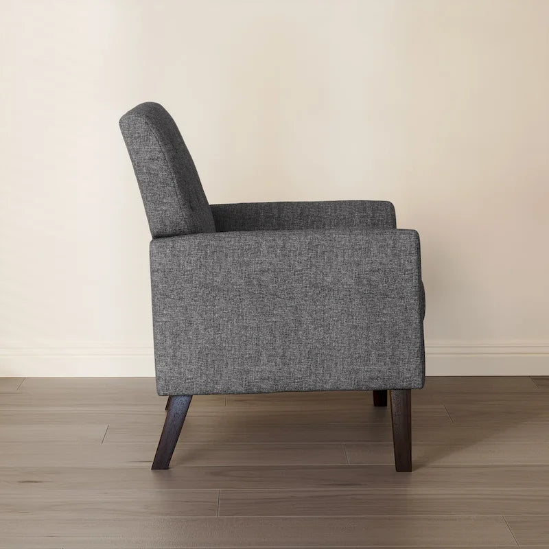 Fauteuil d'appoint capitonné en tissu de lin de style moderne du milieu du siècle (lot de 2) - 72,4 cm (L) x 69,2 cm (P) x 85,7 cm (H)