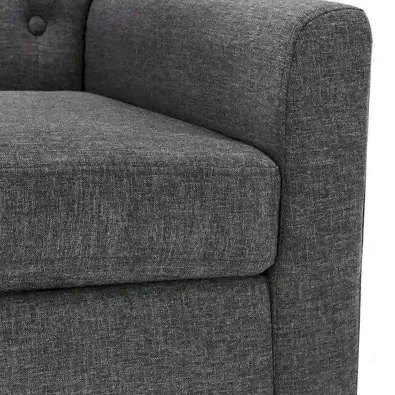 Fauteuil d'appoint capitonné en tissu de lin de style moderne du milieu du siècle (lot de 2) - 72,4 cm (L) x 69,2 cm (P) x 85,7 cm (H)