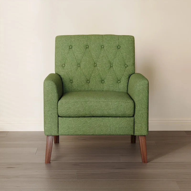 Fauteuil d'appoint capitonné en tissu de lin de style moderne du milieu du siècle (lot de 2) - 72,4 cm (L) x 69,2 cm (P) x 85,7 cm (H)