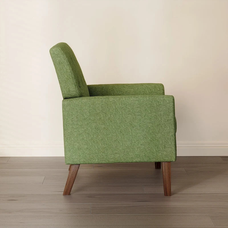 Fauteuil d'appoint capitonné en tissu de lin de style moderne du milieu du siècle (lot de 2) - 72,4 cm (L) x 69,2 cm (P) x 85,7 cm (H)