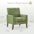 Fauteuil d'appoint capitonné en tissu de lin de style moderne du milieu du siècle (lot de 2) - 72,4 cm (L) x 69,2 cm (P) x 85,7 cm (H)
