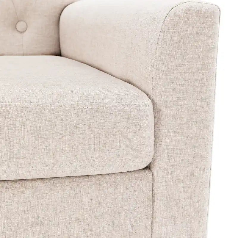 Fauteuil d'appoint capitonné en tissu de lin de style moderne du milieu du siècle (lot de 2) - 72,4 cm (L) x 69,2 cm (P) x 85,7 cm (H)
