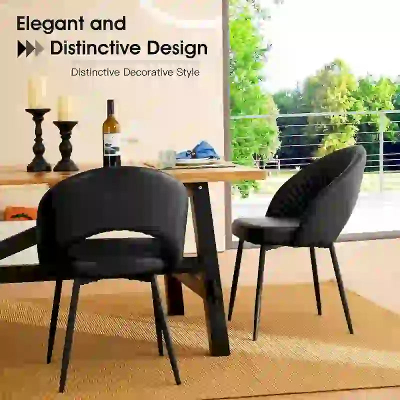 Chaise de salle à manger latérale matelassée en similicuir style Mid-Century Modern avec pieds fuselés en métal