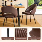 Chaise de salle à manger latérale matelassée en similicuir style Mid-Century Modern avec pieds fuselés en métal