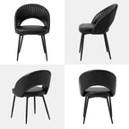 Chaise de salle à manger latérale matelassée en similicuir style Mid-Century Modern avec pieds fuselés en métal