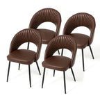 Chaise de salle à manger latérale matelassée en similicuir style Mid-Century Modern avec pieds fuselés en métal