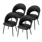 Chaise de salle à manger latérale matelassée en similicuir style Mid-Century Modern avec pieds fuselés en métal
