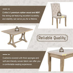 Table de salle à manger de ferme 6 pièces, table à tréteaux rectangulaire et 4 chaises rembourrées avec banc