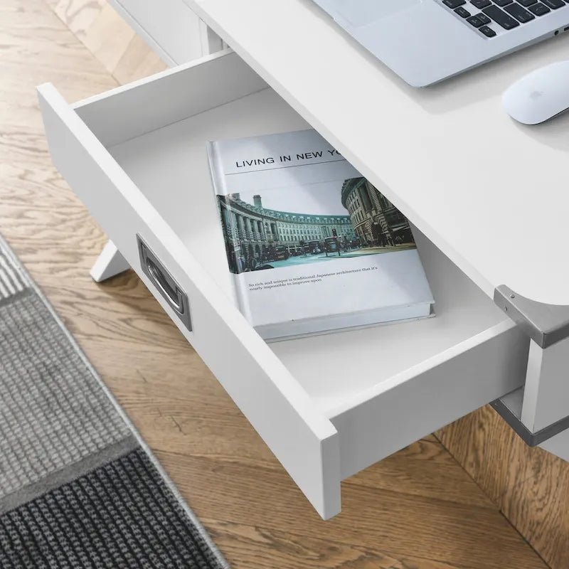 Bureau informatique avec rangement, bureau en bois massif avec tiroirs, table d'étude moderne pour bureau à domicile, petit bureau d'écriture