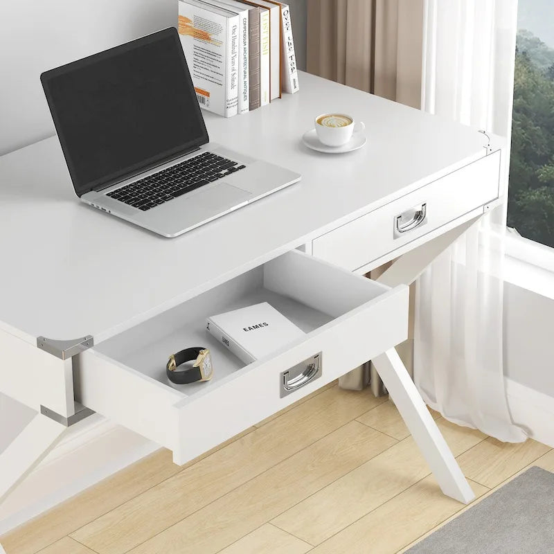 Bureau informatique avec rangement, bureau en bois massif avec tiroirs, table d'étude moderne pour bureau à domicile, petit bureau d'écriture