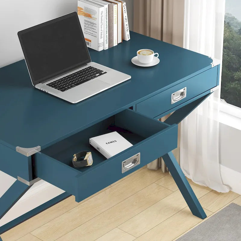 Bureau informatique avec rangement, bureau en bois massif avec tiroirs, table d'étude moderne pour bureau à domicile, petit bureau d'écriture