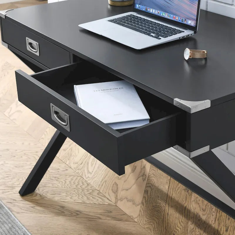 Bureau informatique avec rangement, bureau en bois massif avec tiroirs, table d'étude moderne pour bureau à domicile, petit bureau d'écriture
