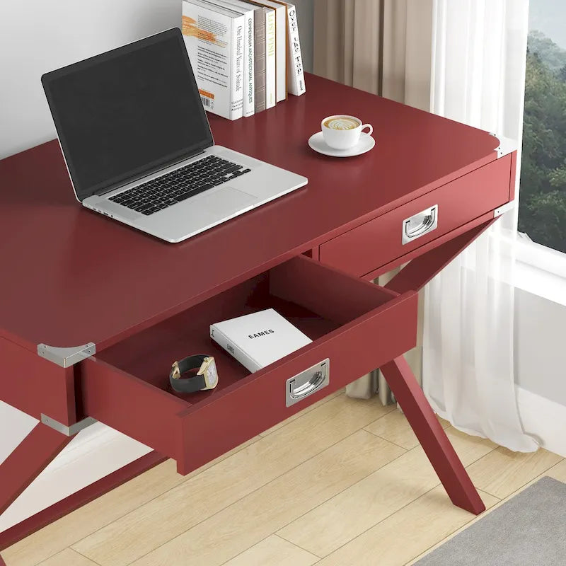 Bureau informatique avec rangement, bureau en bois massif avec tiroirs, table d'étude moderne pour bureau à domicile, petit bureau d'écriture