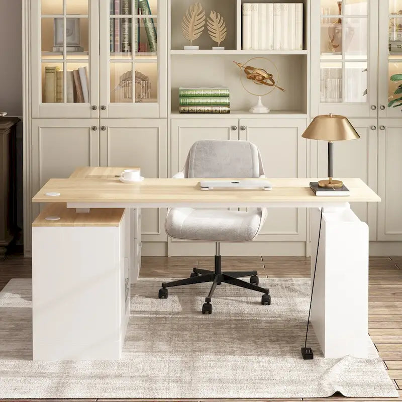 Bureau de télétravail ergonomique réglable en hauteur avec rangement