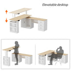 Bureau de télétravail ergonomique réglable en hauteur avec rangement