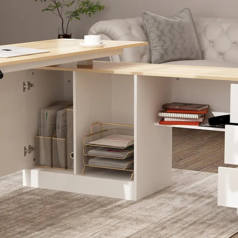 Bureau de télétravail ergonomique réglable en hauteur avec rangement