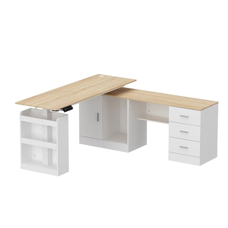 Bureau de télétravail ergonomique réglable en hauteur avec rangement
