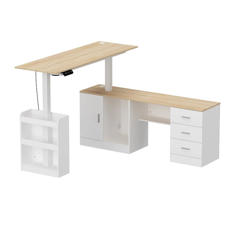 Bureau de télétravail ergonomique réglable en hauteur avec rangement