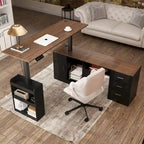 Bureau de télétravail ergonomique réglable en hauteur avec rangement