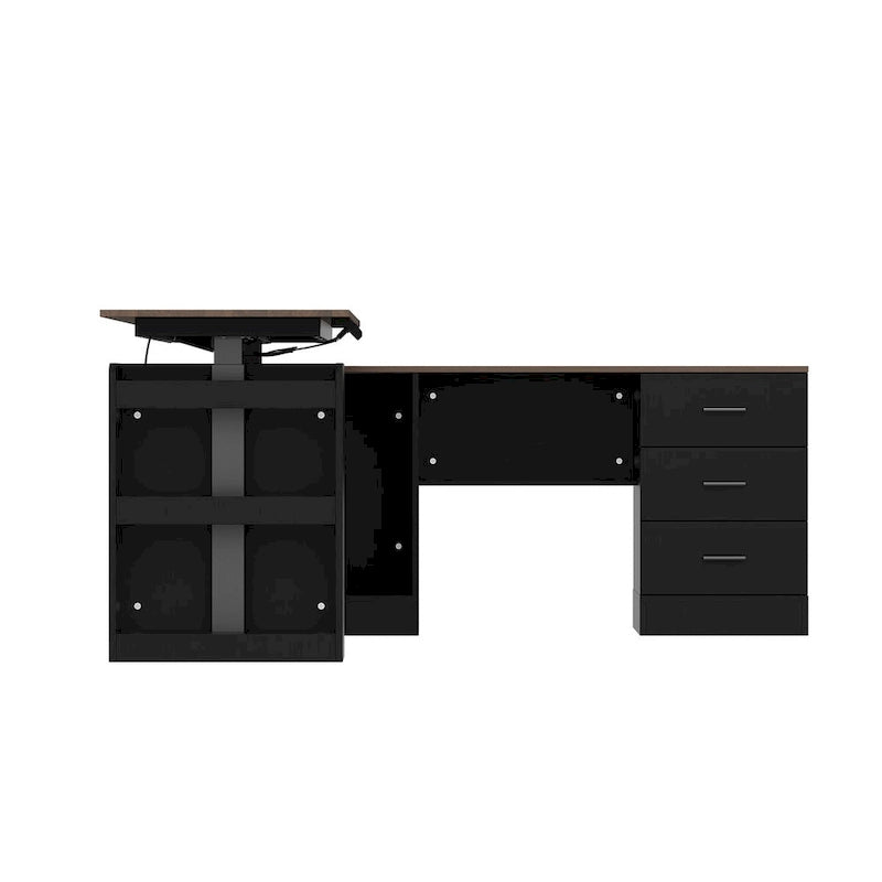 Bureau de télétravail ergonomique réglable en hauteur avec rangement