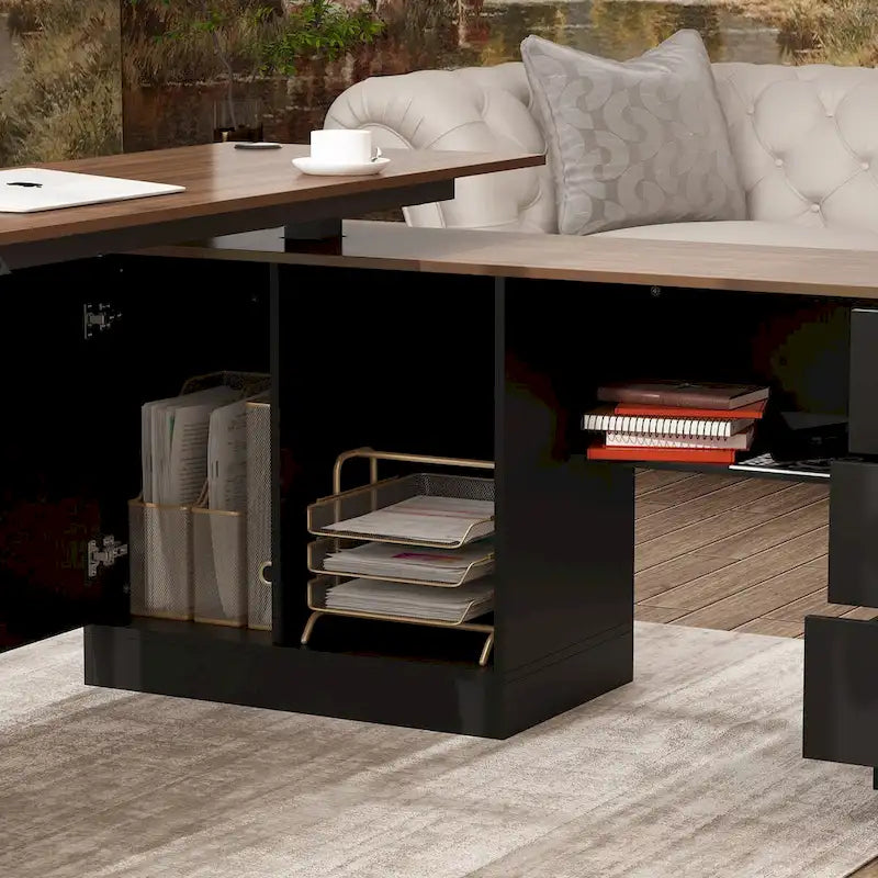 Bureau de télétravail ergonomique réglable en hauteur avec rangement