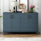 Buffet moderne à 4 portes avec grand espace de rangement, étagères réglables et poignées en métal