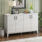 Buffet moderne à 4 portes avec grand espace de rangement, étagères réglables et poignées en métal